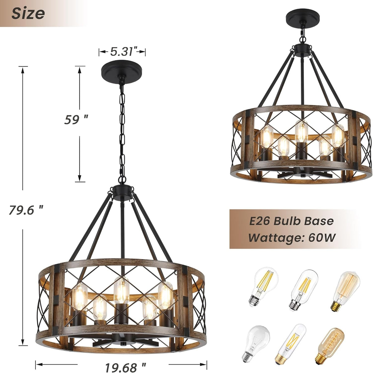 Farmhouse Round Chandelier