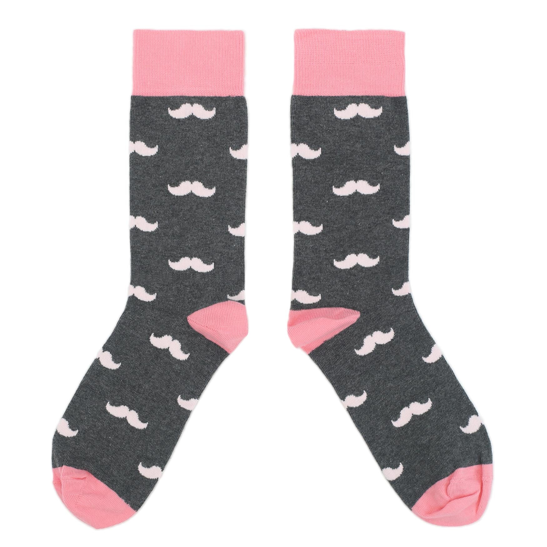 Customizable Groomsmen Gift Set Flamingo Petal Gray Mustache Men's Dress Socks