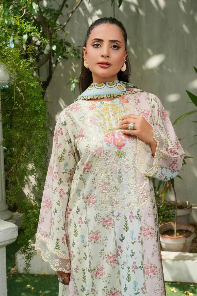 3PC Embroidered stitched Lawn Suit KC-4146