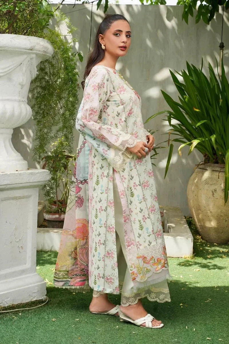 3PC Embroidered stitched Lawn Suit KC-4146