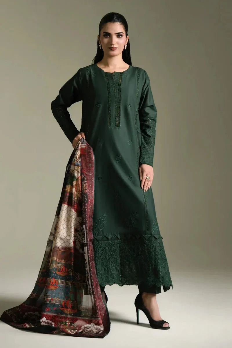 3PC Embroidered stitched Lawn Suit | KSE-4018