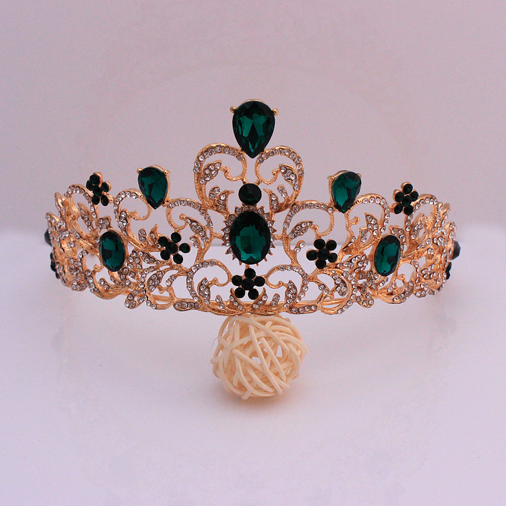 Baroque bridal crown bridal wedding alloy headdress European and American gold luxury headband Crown wedding accessories