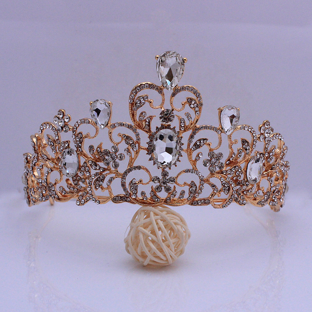 Baroque bridal crown bridal wedding alloy headdress European and American gold luxury headband Crown wedding accessories
