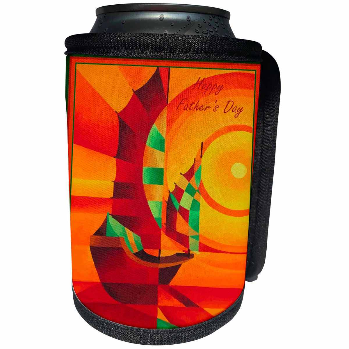3dRose Oriental junks in a geometric style with Happy Fathers... - Can Cooler Bottle Wrap (cc_334251)
