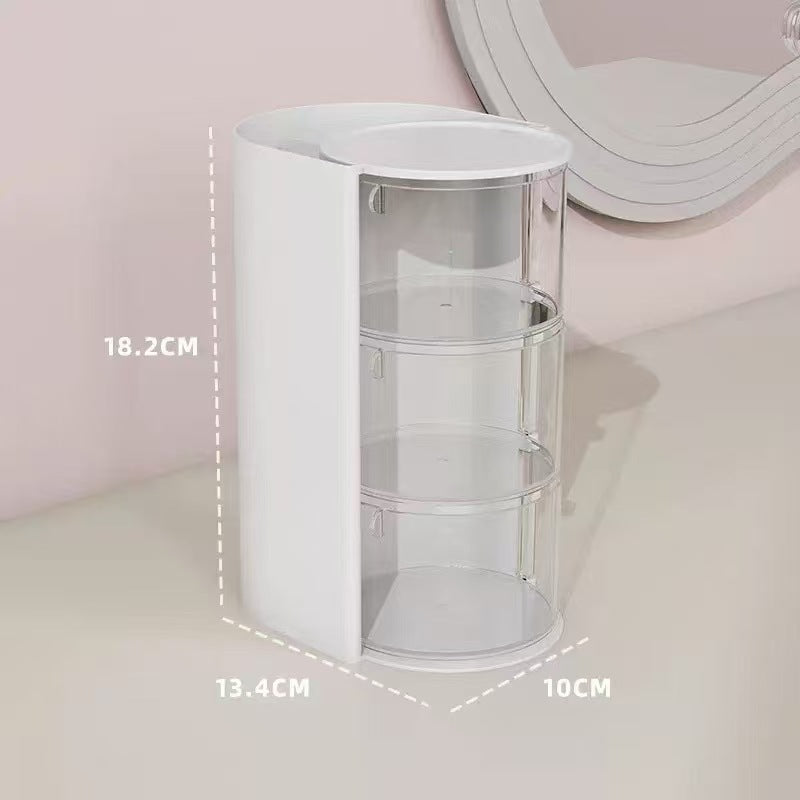 Cross-Border Powder Puff Rotating Storage Box Dust-Proof Desktop Beauty Egg Air Cushion Stand Dressing Table Multi-Layer Lipstick Eyebrow Pencil Storage