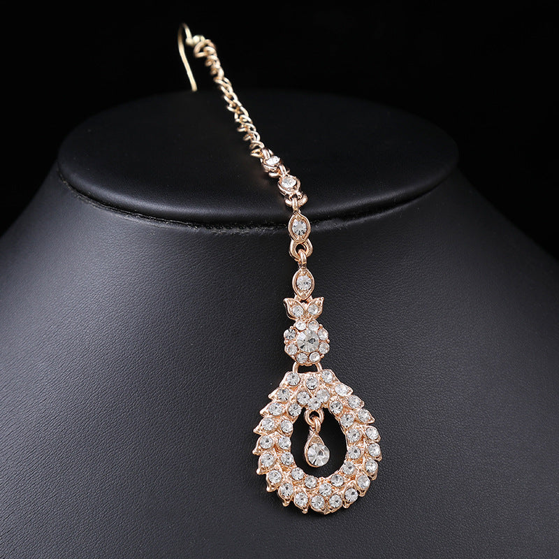 European and American Accessories Exaggerated Retro Necklace Set Women's Luxury Crystal Banquet Dress Accessories Clavicle Chain Three-Piece Set