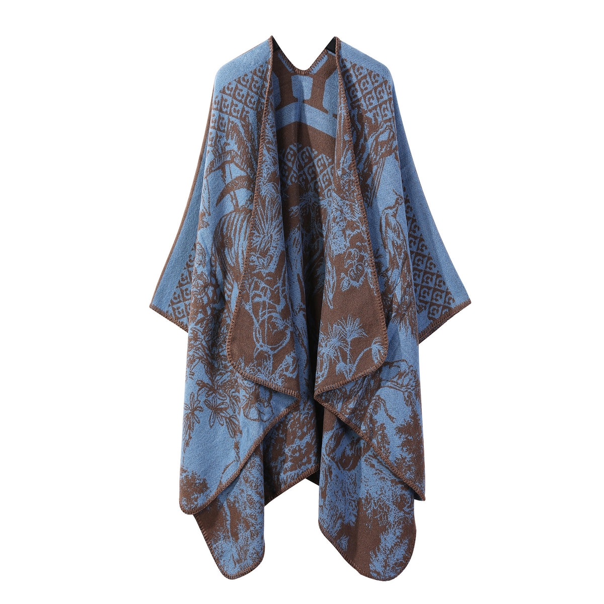 Jiangnan Watertown Knitted Shawl High-end Ethnic Style Cloak Western Sichuan Yunnan Travel Wear Imitation Cashmere Cape Women