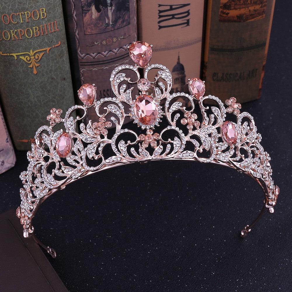 Baroque bridal crown bridal wedding alloy headdress European and American gold luxury headband Crown wedding accessories