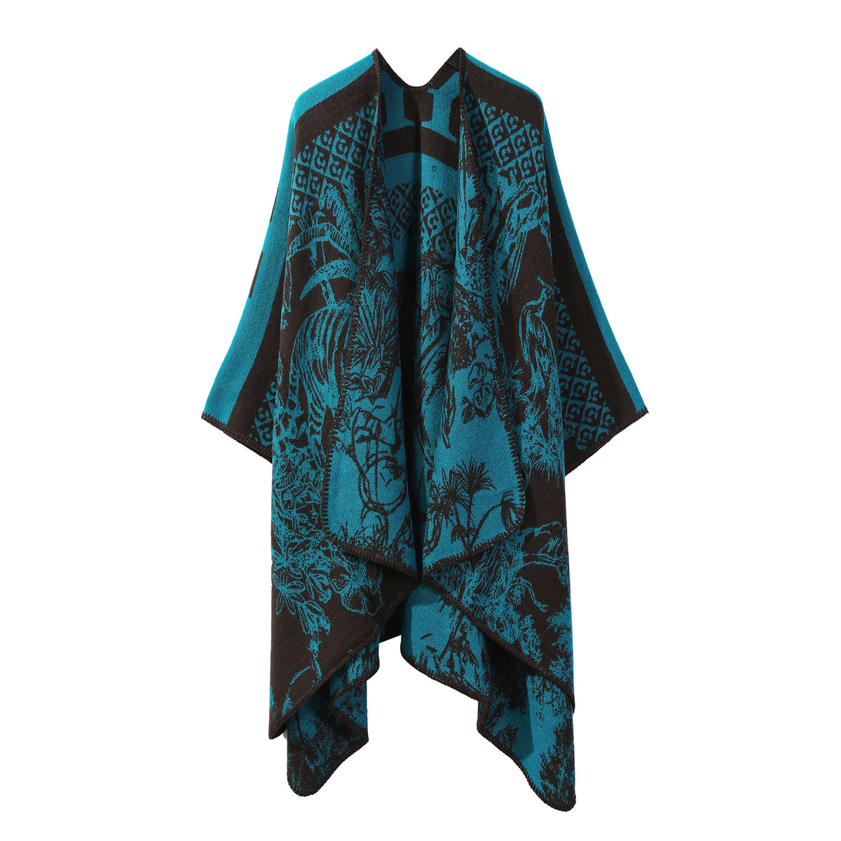 Jiangnan Watertown Knitted Shawl High-end Ethnic Style Cloak Western Sichuan Yunnan Travel Wear Imitation Cashmere Cape Women