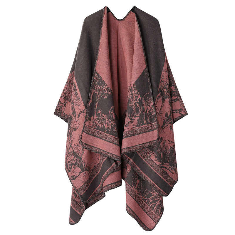 Jiangnan Watertown Knitted Shawl High-end Ethnic Style Cloak Western Sichuan Yunnan Travel Wear Imitation Cashmere Cape Women