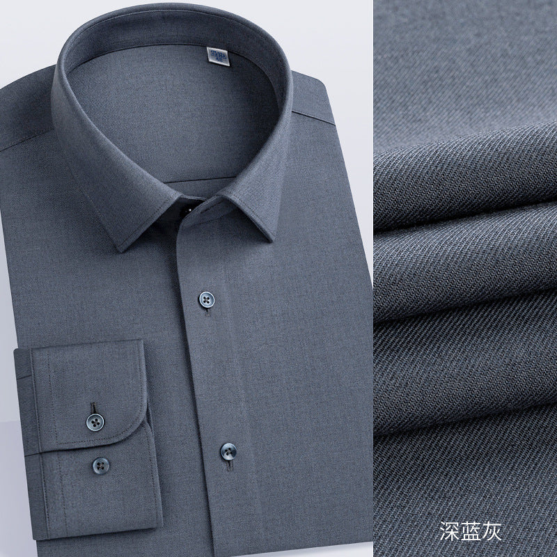 Men's Long-Sleeved Shirt Made of Sheep Wool, Machine Washable, Autumn and Winter 2025, Modal Thickened, Business High-End Casual Shirt