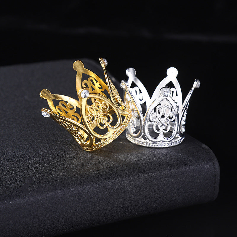 Alloy Children Crown Bride Wedding Hair Accessories Electroplated Rhinestone Gold silver Love Birthday Party Fashion Crown