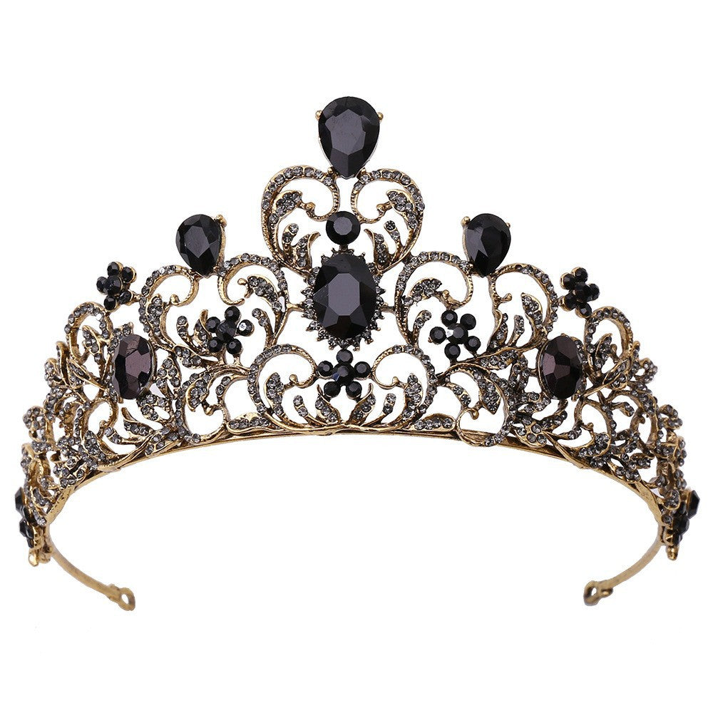 Baroque bridal crown bridal wedding alloy headdress European and American gold luxury headband Crown wedding accessories