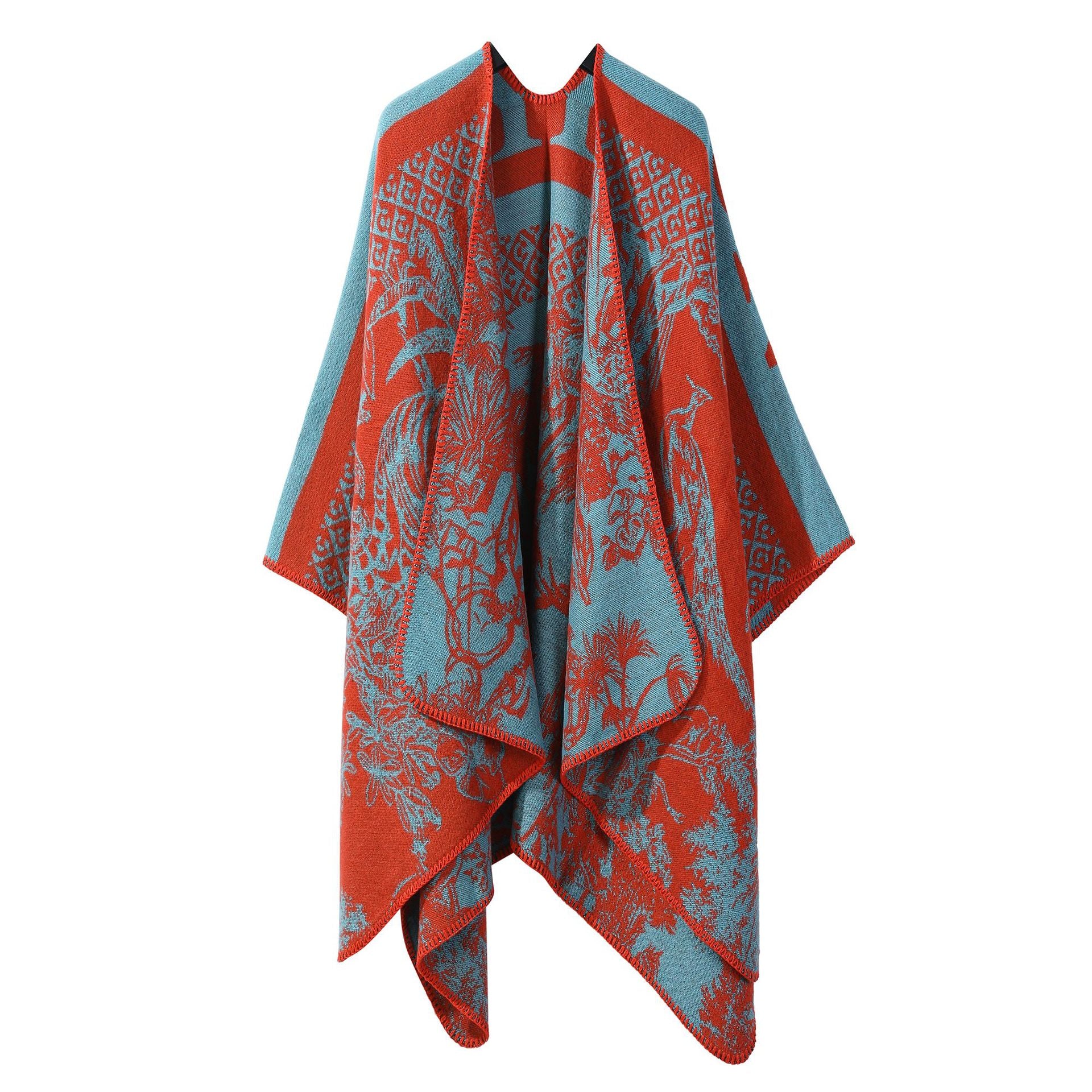 Jiangnan Watertown Knitted Shawl High-end Ethnic Style Cloak Western Sichuan Yunnan Travel Wear Imitation Cashmere Cape Women