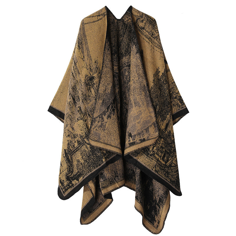 Jiangnan Watertown Knitted Shawl High-end Ethnic Style Cloak Western Sichuan Yunnan Travel Wear Imitation Cashmere Cape Women