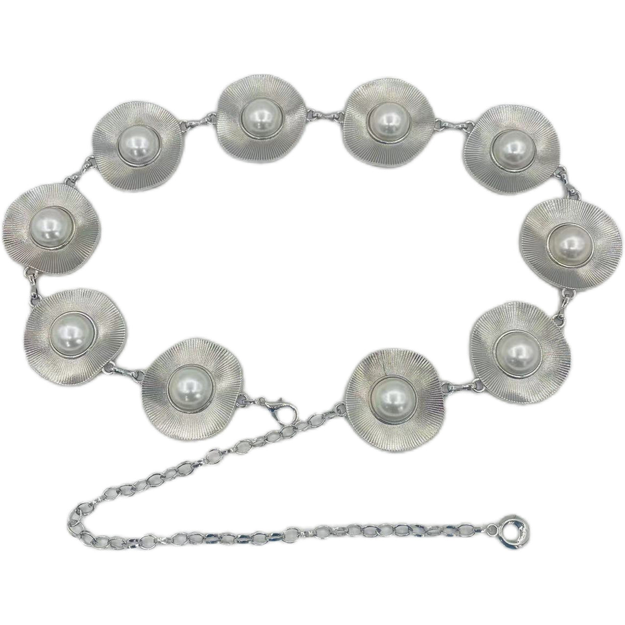 2025 New European and American Style Pearl Waist Chain Accessories for Women, High-End Metal Thick Chain Belt Decoration for Dresses
