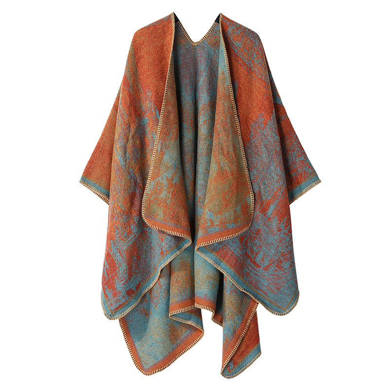 Jiangnan Watertown Knitted Shawl High-end Ethnic Style Cloak Western Sichuan Yunnan Travel Wear Imitation Cashmere Cape Women