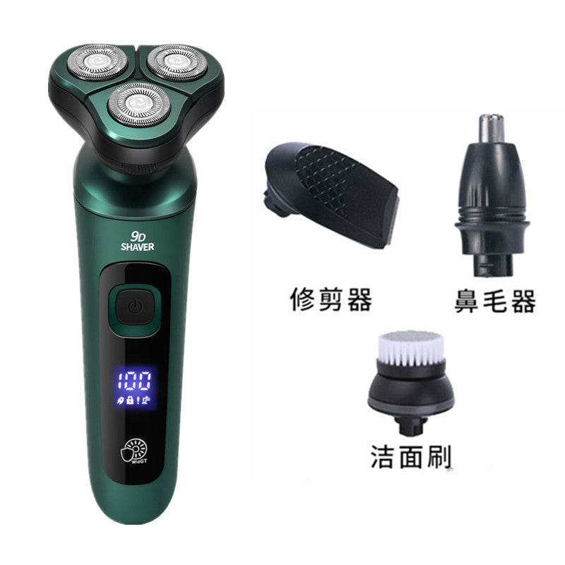 Cross-Border New 9D Floating Electric Shaver Intelligent Digital Display Beard Shaver Full Body Washable Multi-Function Shaver