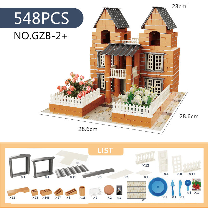 Cross-border New Products Mason Brick Building Mini Brick Hand-assembled Building House Villa Model Toys