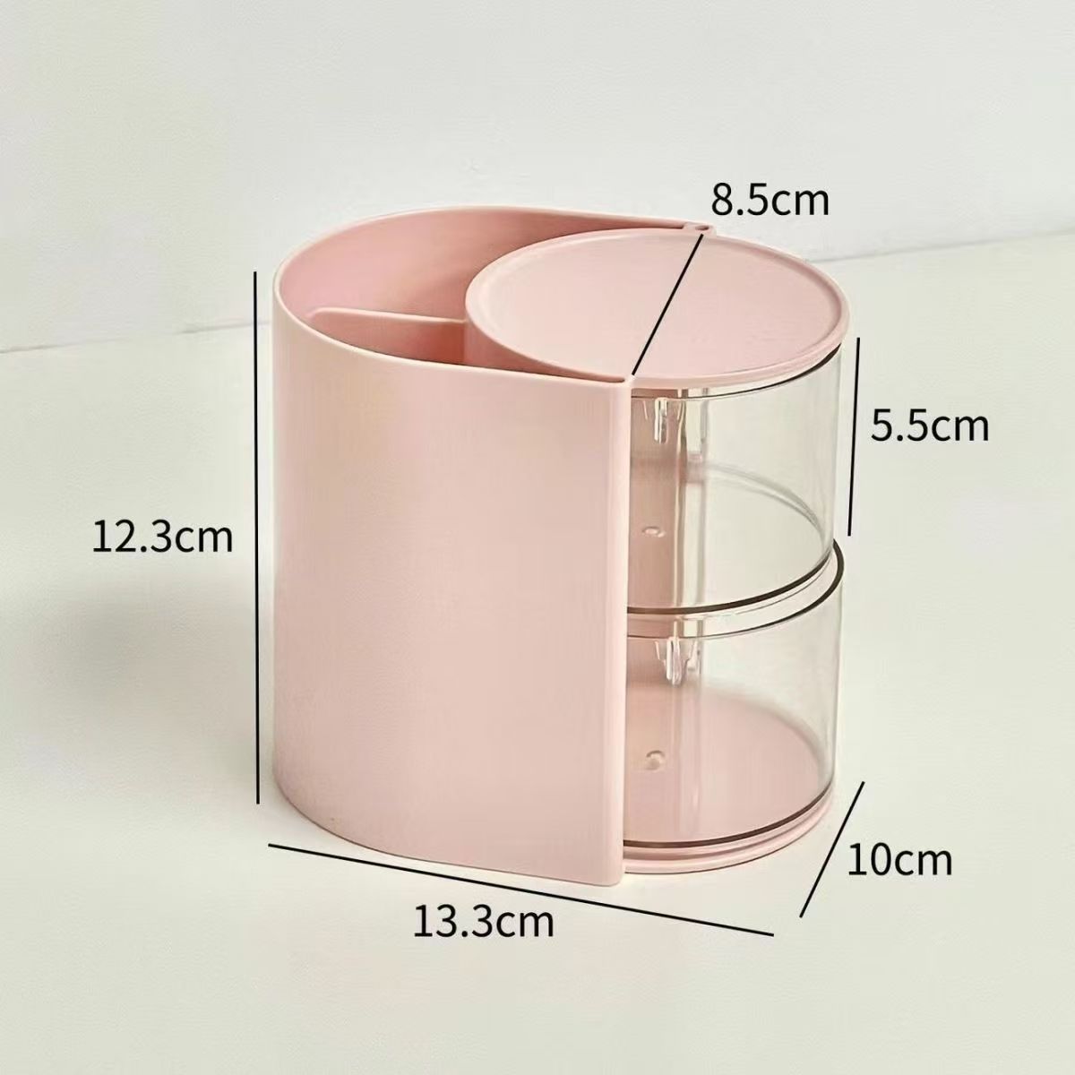 Cross-Border Powder Puff Rotating Storage Box Dust-Proof Desktop Beauty Egg Air Cushion Stand Dressing Table Multi-Layer Lipstick Eyebrow Pencil Storage