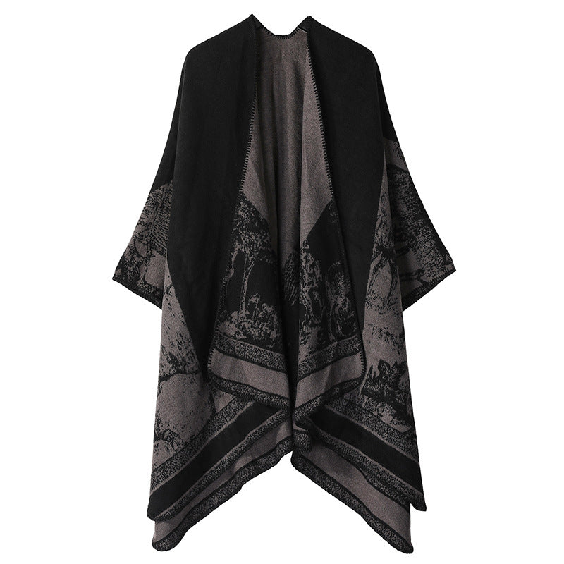 Jiangnan Watertown Knitted Shawl High-end Ethnic Style Cloak Western Sichuan Yunnan Travel Wear Imitation Cashmere Cape Women