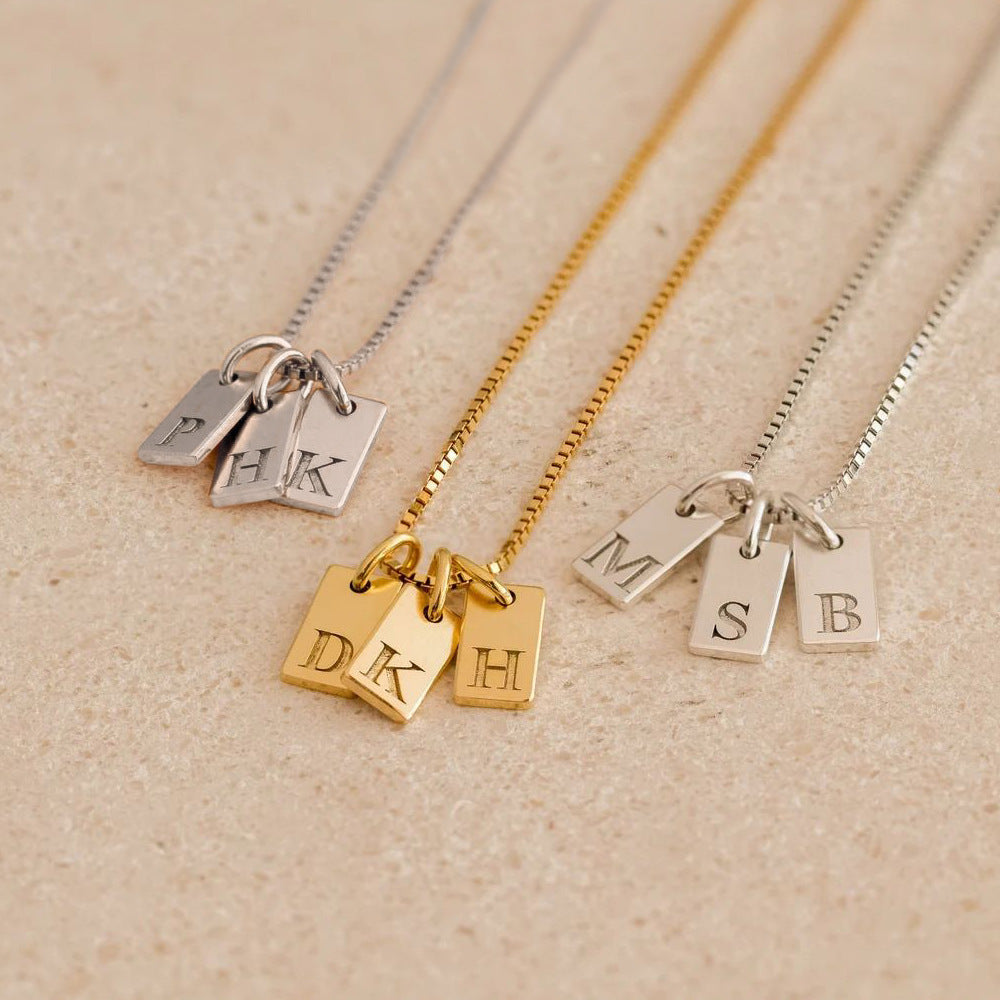 St.Delan New 26 English Letter Accessories Stainless Steel Gold-Plated Pendant DIY Jewelry Cross-Border Accessories Batch
