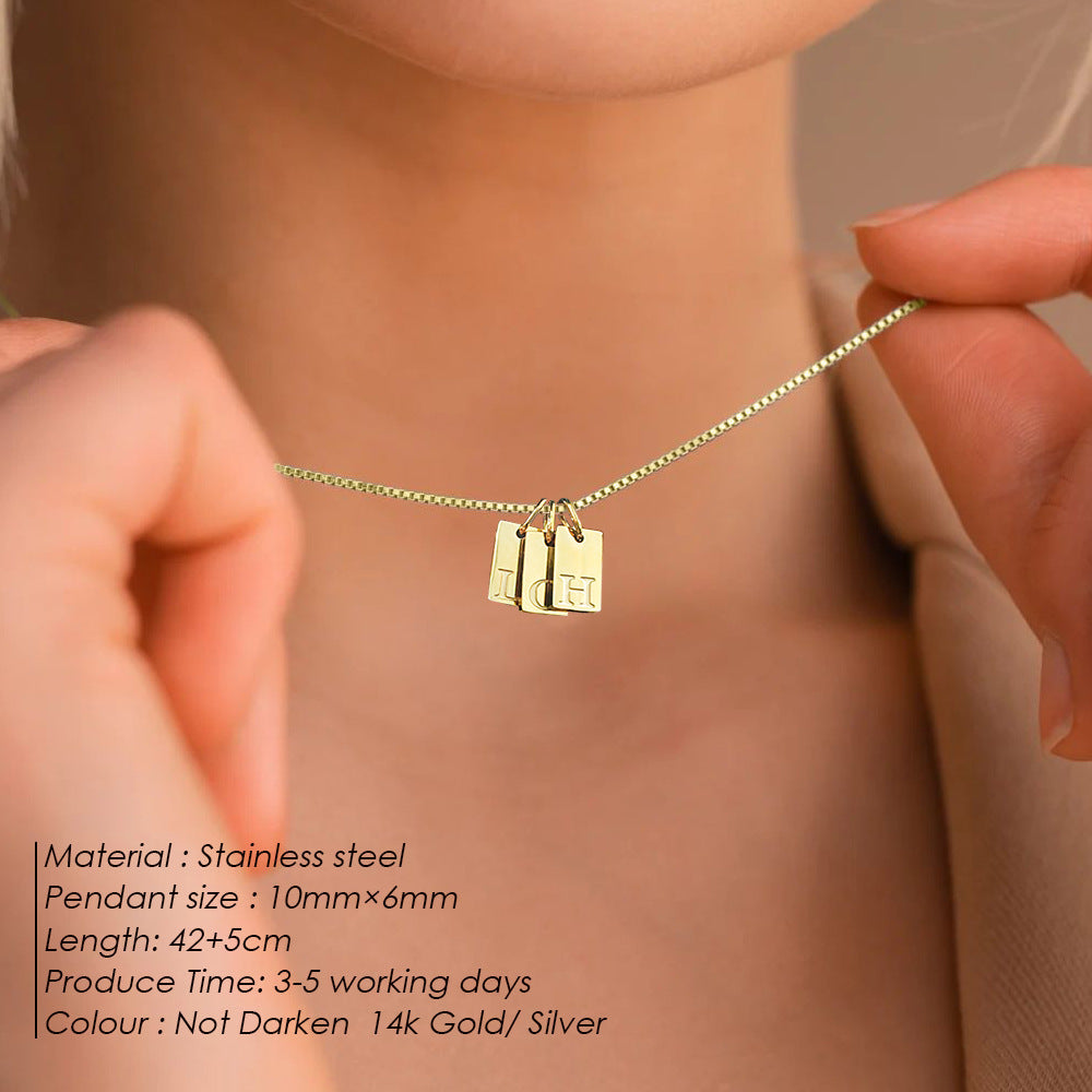 St.Delan New 26 English Letter Accessories Stainless Steel Gold-Plated Pendant DIY Jewelry Cross-Border Accessories Batch