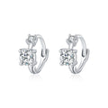 Geometric Round Stud Earrings with Sparkling Cubic Zirconia in Sterling Silver