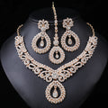 European and American Accessories Exaggerated Retro Necklace Set Women's Luxury Crystal Banquet Dress Accessories Clavicle Chain Three-Piece Set