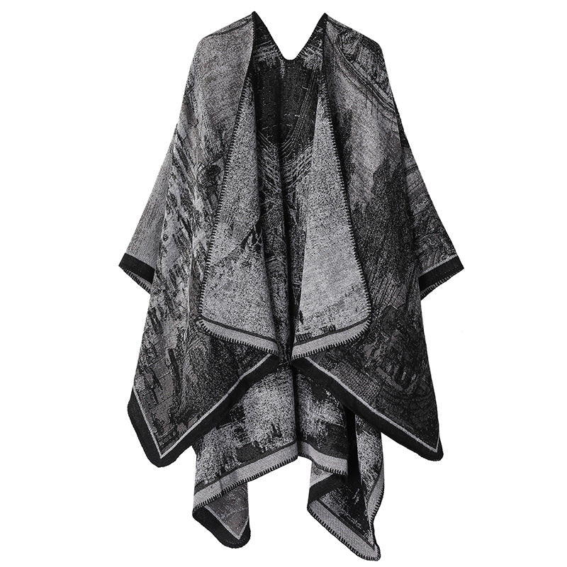 Jiangnan Watertown Knitted Shawl High-end Ethnic Style Cloak Western Sichuan Yunnan Travel Wear Imitation Cashmere Cape Women