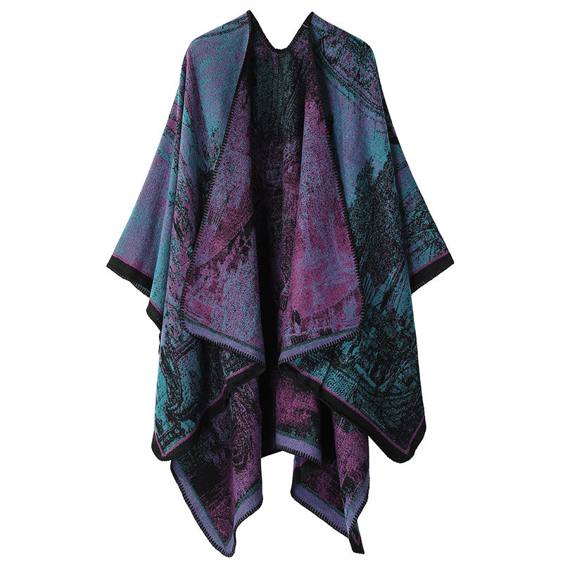 Jiangnan Watertown Knitted Shawl High-end Ethnic Style Cloak Western Sichuan Yunnan Travel Wear Imitation Cashmere Cape Women