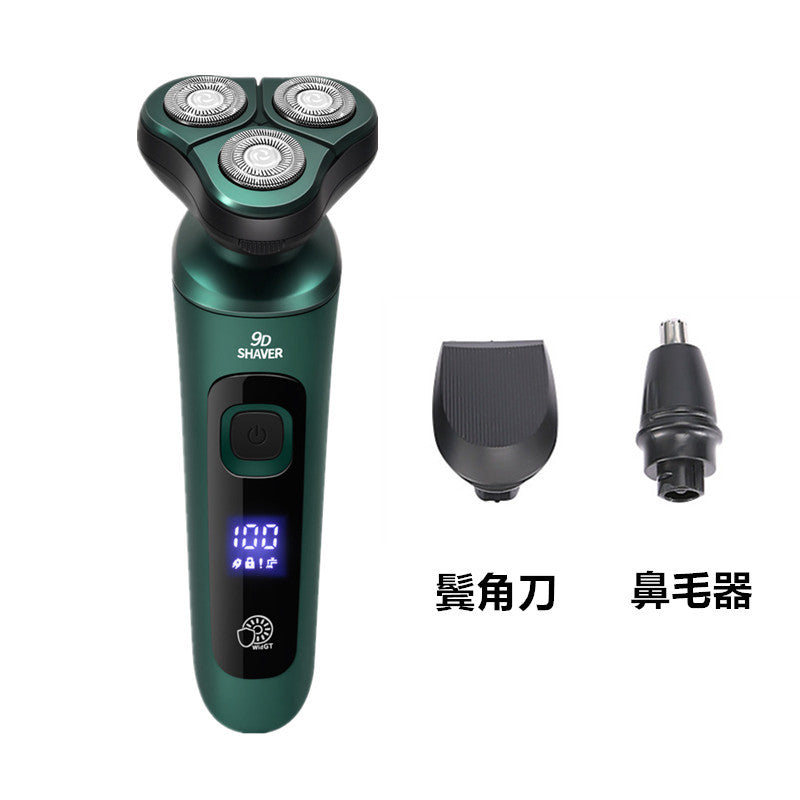 Cross-Border New 9D Floating Electric Shaver Intelligent Digital Display Beard Shaver Full Body Washable Multi-Function Shaver