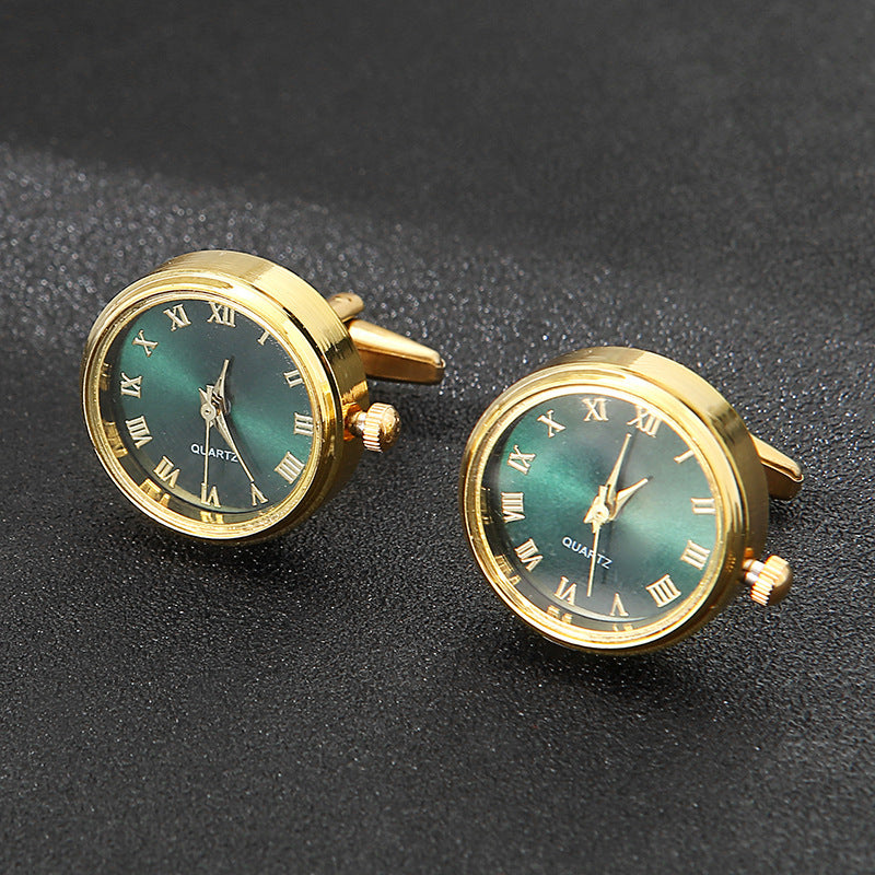 Men's Cufflinks Watch Functional Cuffnails Forumwear Gift Green Gold Dress Shirt Accessories Stainless Steel Material