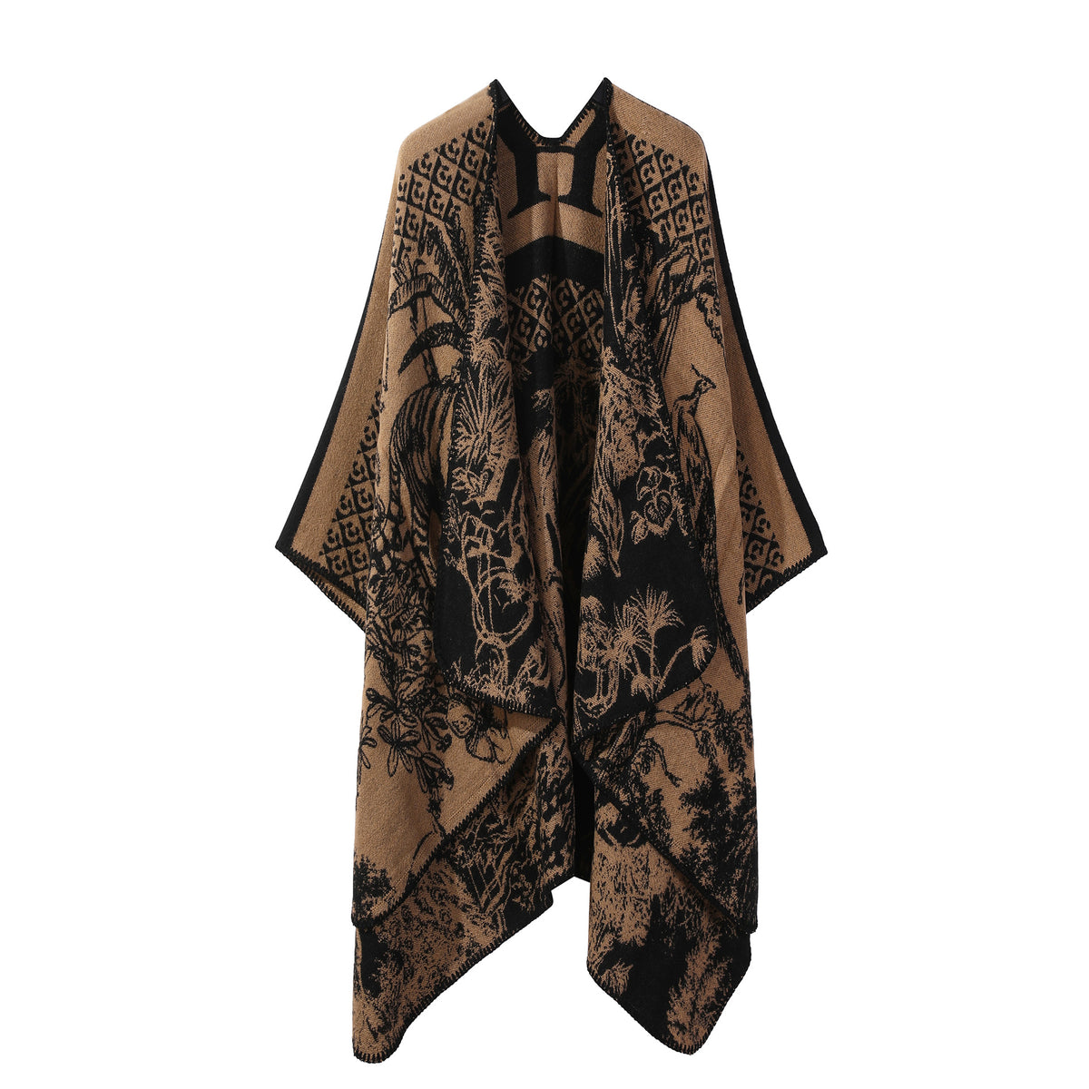 Jiangnan Watertown Knitted Shawl High-end Ethnic Style Cloak Western Sichuan Yunnan Travel Wear Imitation Cashmere Cape Women