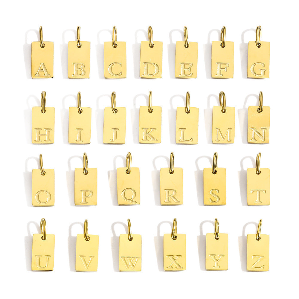 St.Delan New 26 English Letter Accessories Stainless Steel Gold-Plated Pendant DIY Jewelry Cross-Border Accessories Batch