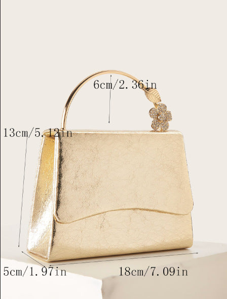 2025 New Women's Diamond-Encrusted Light Luxury Hand-Held Decorative Flower Easiest for Match Design Evening Wear Dinner Trendy Brand Clutch Luxury