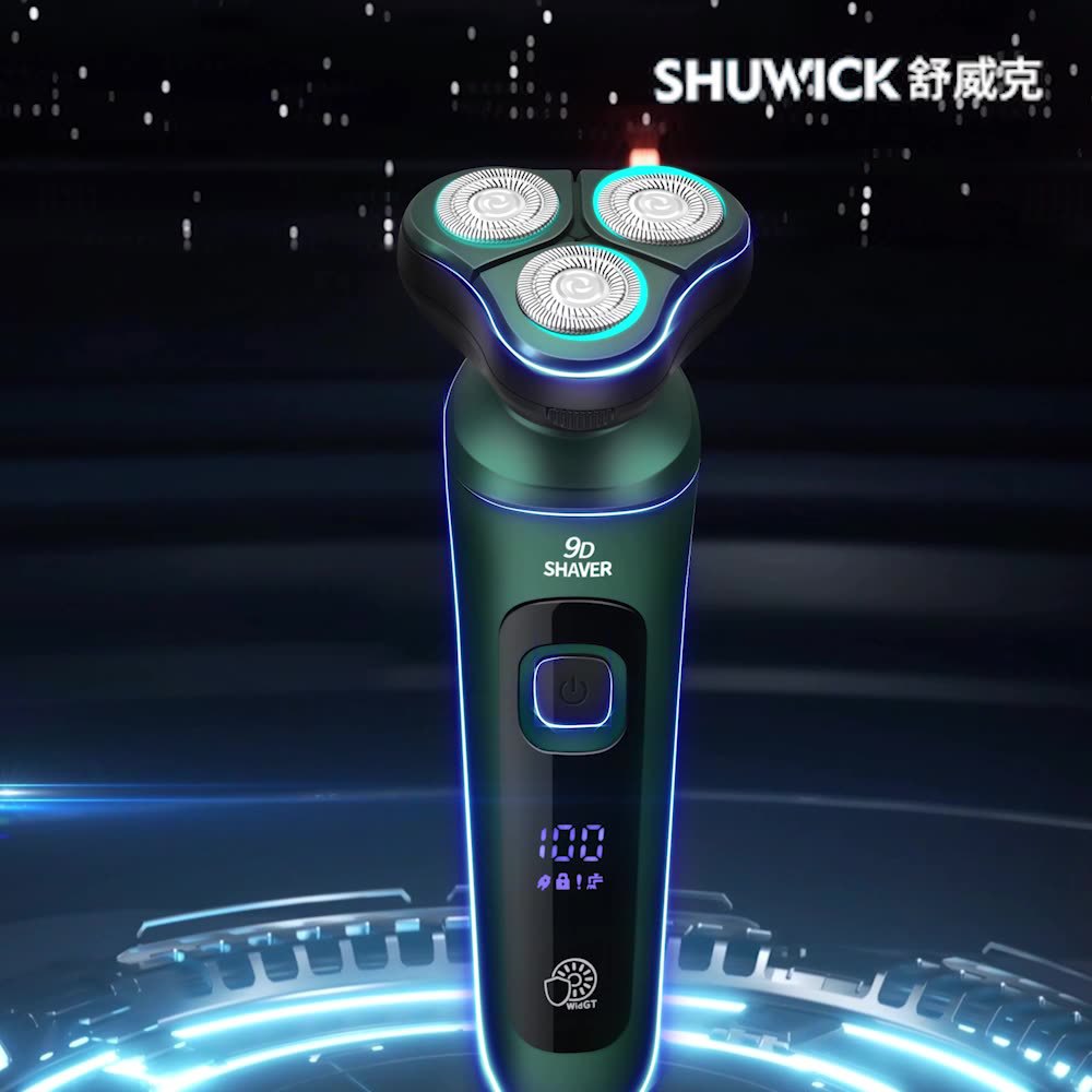 Cross-Border New 9D Floating Electric Shaver Intelligent Digital Display Beard Shaver Full Body Washable Multi-Function Shaver