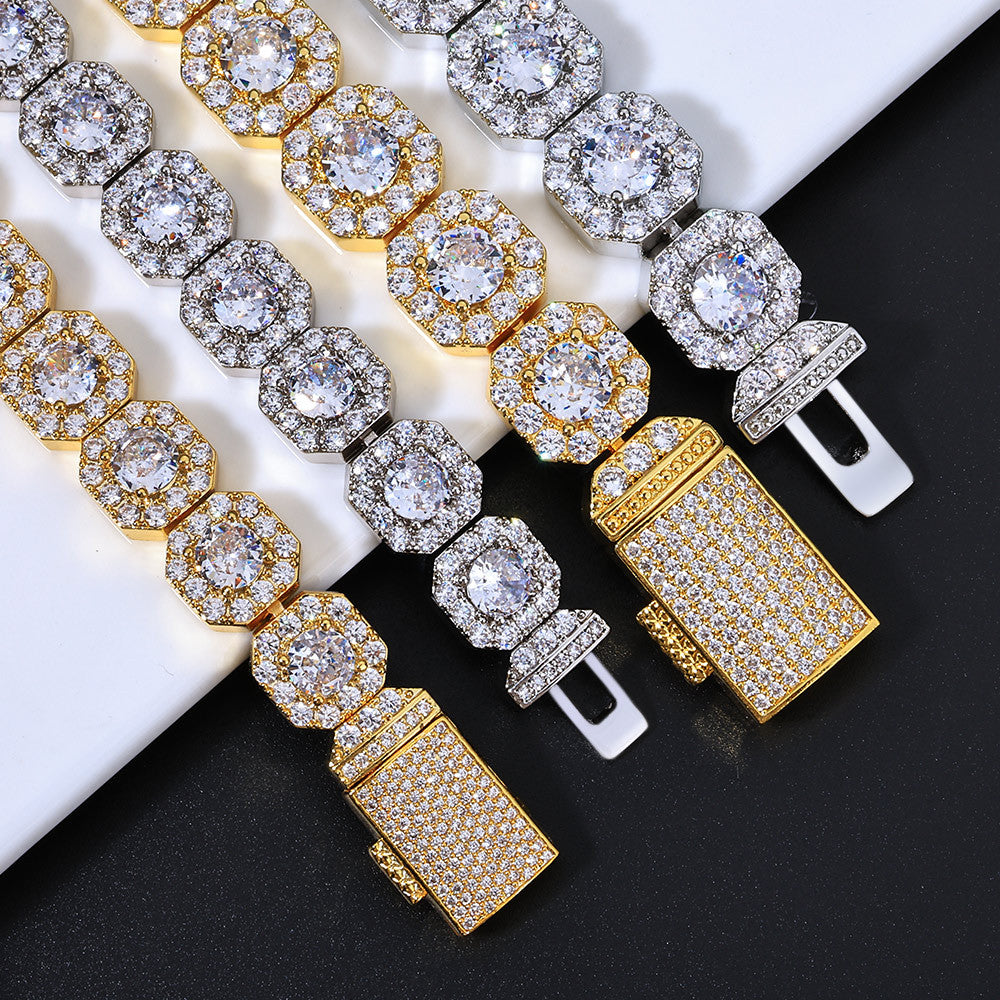 Stacking Ice Sugar Chain Zirconia Necklace and Bracelet Set in Gold or White Gold