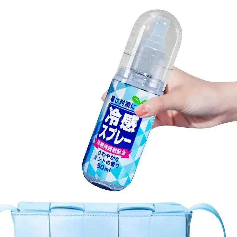 Portable summer cooling spray for outdoor military training to cool down and prevent heatstroke. Portable cooling agent for home