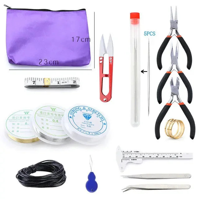Jewelry Making Supplies Kit with Tools, Copper Wires, Thread, and Findings for Jewelry Making