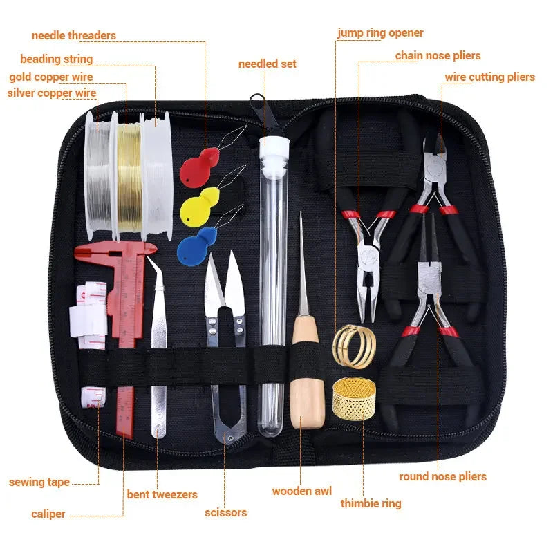 Jewelry Making Supplies Kit with Tools, Copper Wires, Thread, and Findings for Jewelry Making