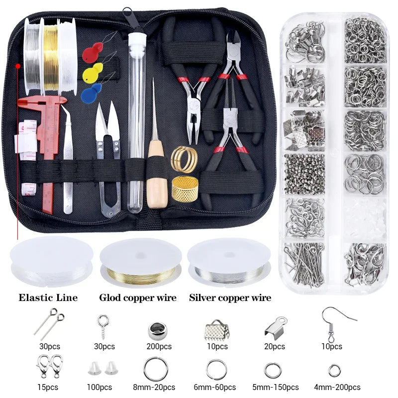 Jewelry Making Supplies Kit with Tools, Copper Wires, Thread, and Findings for Jewelry Making