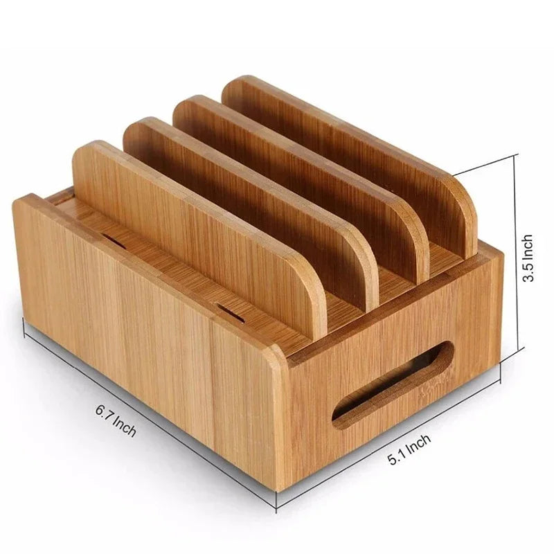 Bamboo Mobile Holder for Phone Stand for Charging Station Dock Organizer Desktop Base for Smartphones Tablet USB Charger