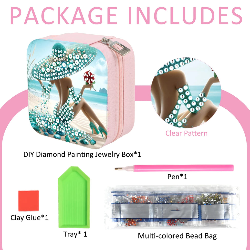 Diamond Painting Jewelry Organizer Box kit,flora and fauna DIY Jewelry Box for Adults,Portable Jewelry Case Jewelry storage Gift