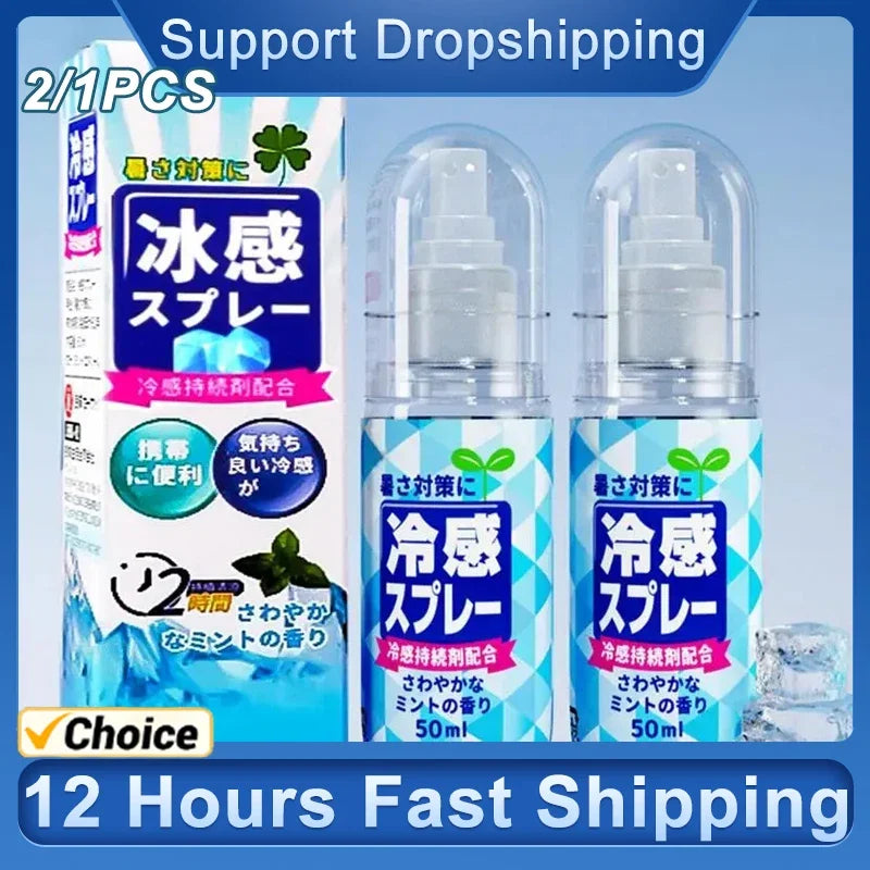 Portable summer cooling spray for outdoor military training to cool down and prevent heatstroke. Portable cooling agent for home