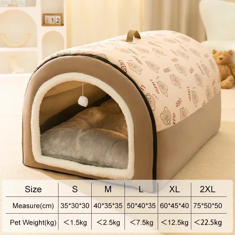 Big Dog Kennel Warm Winter Dog House Mat Detachable Washable Dogs Bed Nest Deep Sleep Tent for Medium Large Dogs House Supplies