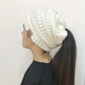 European and American Autumn and Winter Beanie Hat Popular Knitted Ponytail Hats Women Wool Beanie Hats