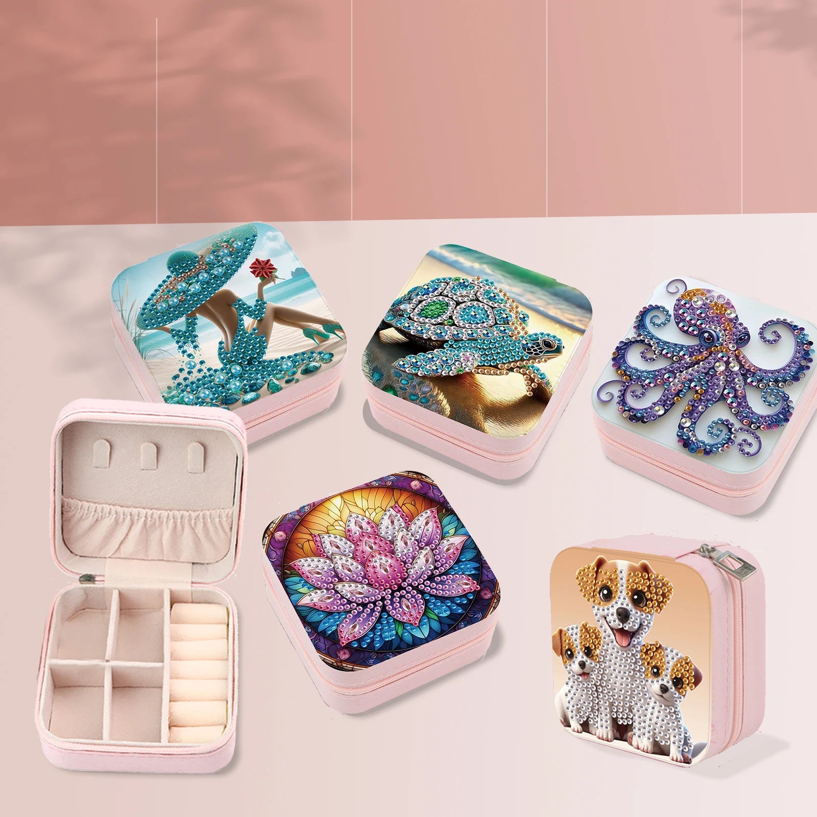 Diamond Painting Jewelry Organizer Box kit,flora and fauna DIY Jewelry Box for Adults,Portable Jewelry Case Jewelry storage Gift