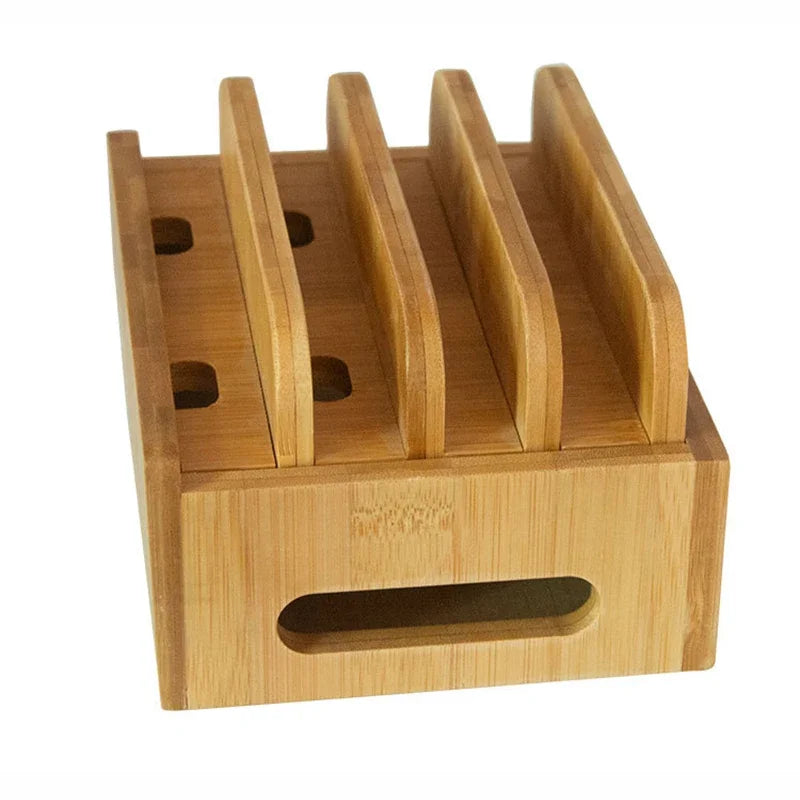 Bamboo Mobile Holder for Phone Stand for Charging Station Dock Organizer Desktop Base for Smartphones Tablet USB Charger