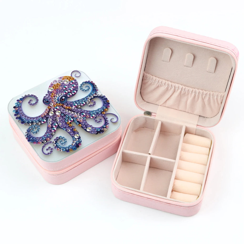 Diamond Painting Jewelry Organizer Box kit,flora and fauna DIY Jewelry Box for Adults,Portable Jewelry Case Jewelry storage Gift